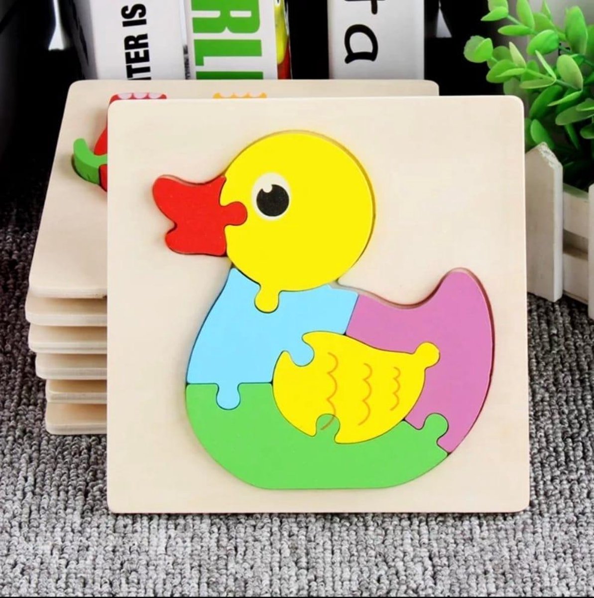 Baby speelgoed | Houten puzzel | Eend Puzzel | Peuter puzzel | 6 delig